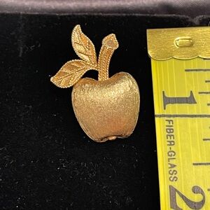 Vintage 1974 Avon Gold Apple Charm with Textured Finish